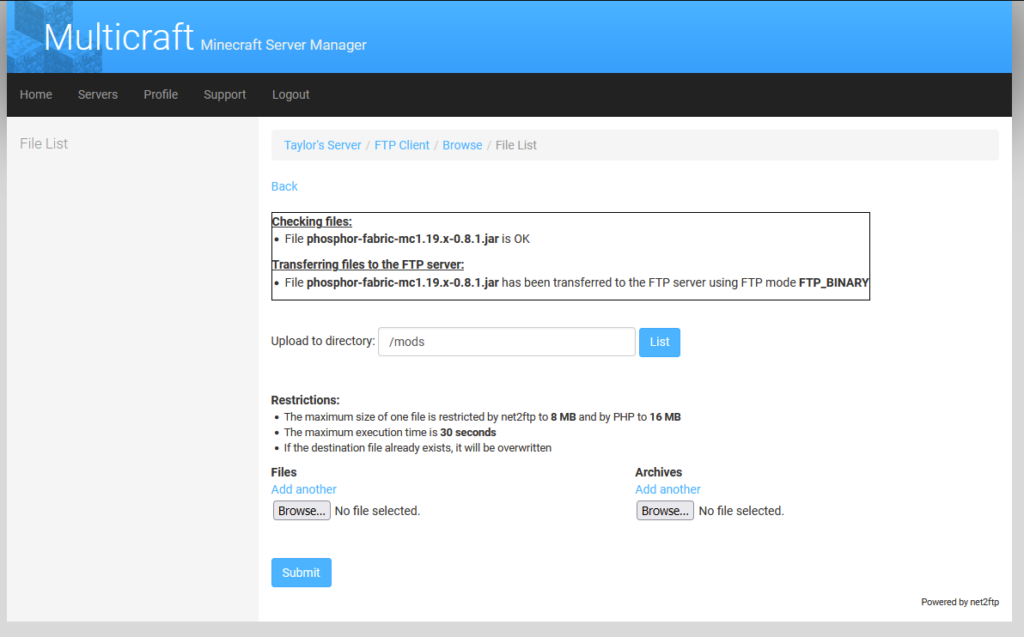 Installing Mods On A Minecraft Java Server Using Multicraft And The ...