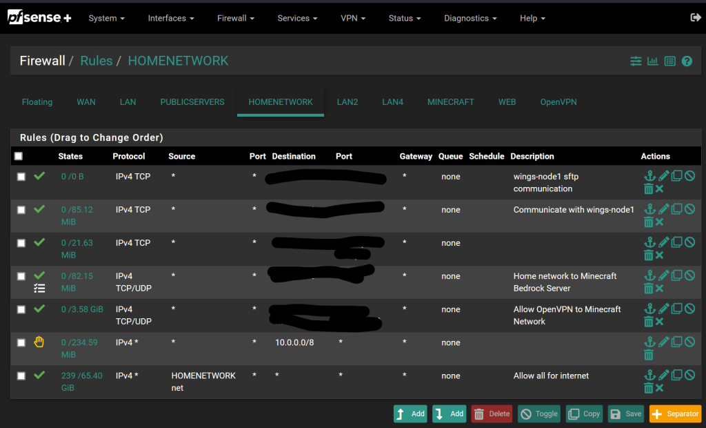 Firewall rules for Home Network VLAN
